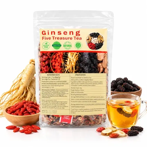 Herbiary Kidney Tea Formula-Organic Ginseng Five Treasure Tea for Men & Women | Traditional Healthy Kidney Detox Tea & Cleanse | Natural Herbal Ingredients Value Pack Ginseng Red Date Mulberry Herbal Formula,Beverage