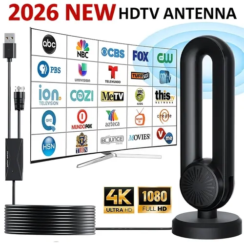 High Definition Digital TV Antenna,for Smart TV/Home/Car/RV – Long Range 360° Signal Reception, 4K 1080P HD, USB Powered Indoor Antenna with Magnetic Base, 180° Swivel, Supports ATSC/DVB-T2/DTMB/ISDB-T/DAB/FM, Free Local Channels