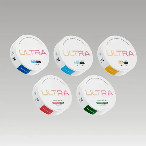 Live Auction | Ultra Pouches Focus Variety Pack | 5 Cans | All 5 Flavors | Sugar-Free Nootropic Pouches