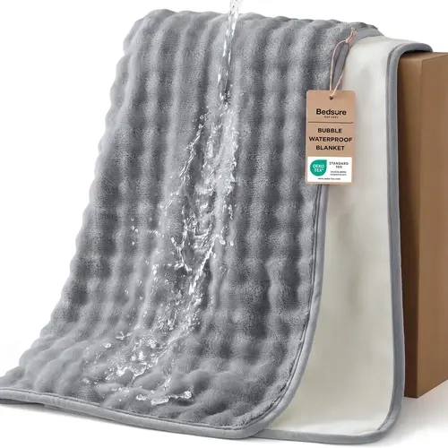 Bedsure Bubble Waterproof Blanket for Couch - Soft Fleece Reversible Dog Blankets for Small Dogs, Waterproof Couch Sofa Cover Bed Protector