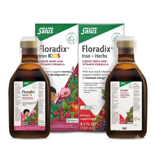 Floradix Iron & Herbs Liquid Supplement + Floradix Iron Kids Liquid Iron Formula Bundle – Energy & Iron Support for Adults and Children