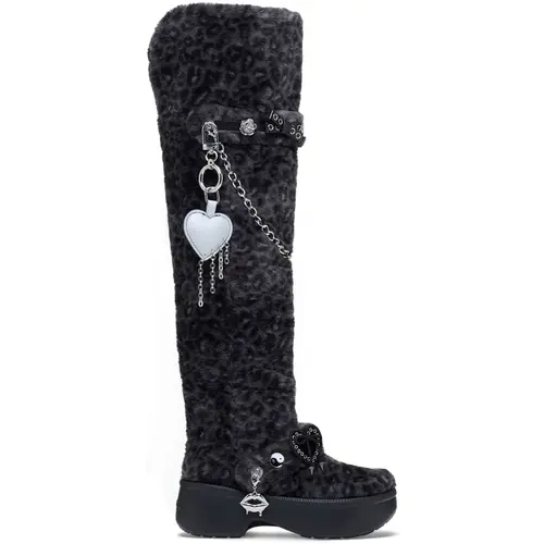 Crocs Women's Classic Unfurgettable Leopard Knee High Boots