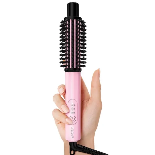 Farery 1 Inch Mini Thermal Brush for Short Hair & Bangs, Ceramic Heated Round Brush for Soft Curls, Volume & Flipped Ends, 3 Heat Settings, Dual Voltage Travel Styler, Dry Hair Only