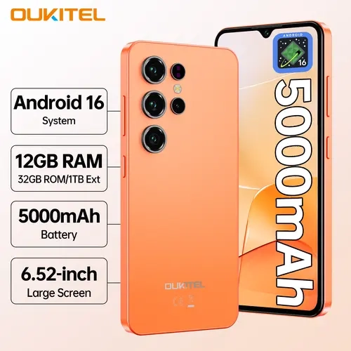 OUKITEL C2 4G Cellphone - 2026 Mobile Phone, 6.52" Display, Up to 12GB RAM + 32GB ROM, 13MP+5MP Camera, 5000mAh Battery, Android 16, Gemini AI, USB Interface, Dual SIM Sim Card Mobile Phones