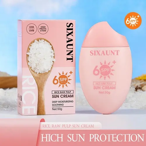 Korean Rice Sunscreen SPF+60 50ml - Lightweight Daily Use Sun Cream for Facial Protection