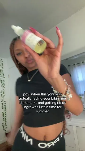 if you struggle with ingrowns, irritation, and scars in your bikini area girlies, try this!!😫 #fyp #skincare #hyperpigmentation #hygiene #yonioil #bikiniline 