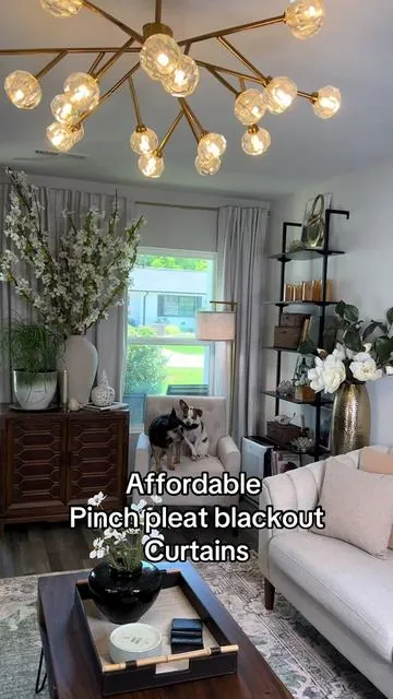 My blackout curtains are in the color beige. I ordered the 96” length, I have an 8ft ceiling height for refrence with just a small puddle effect at the floor. If your looking for affordable blackout pinch pleat stule curtains thai is a great buy. I have had them since December and they still look amazing. #blackoutcurtain #curtains #pinchpleatcurtains #TTSACL #TikTokShopSummerSale #ShopAAPI #livingroomcurtains #inovadaycurtains 