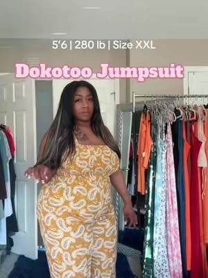 This wide leg jumpsuit is flowy and forgiving in the lower belly and thighs @DOKOTOO-US #jumpsuit #tiktokshopsummersale 