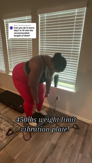 Replying to @Lulu 10-20 mins is great on this vibration plate.  #plussizeworkout #vibrationplate #vibrationplateweightlimit #lymphaticdrainage #lymphedema #musclegrowth #athomeworkout 