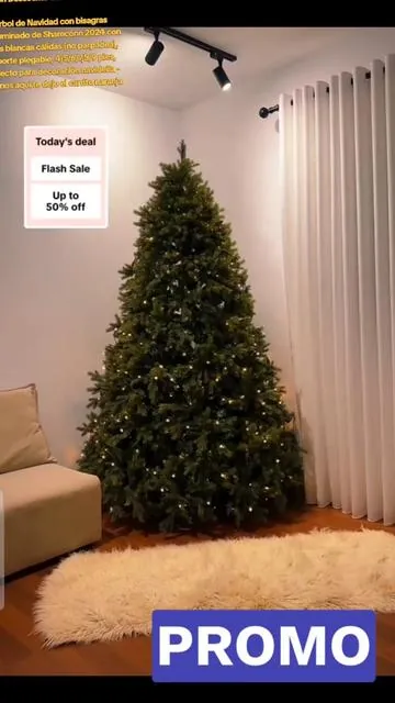 Cupón Descuento adicional del 30% Árbol de Navidad con bisagras preiluminado de Shareconn 2024 con luces blancas cálidas [no parpadea], soporte plegable, 4/5/6/7,5/9 pies, perfecto para decoración navideña - Adornos #crhistmastree #trees #sale #tiktokshop 