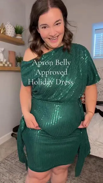This holiday dress by @Grace Karin US Shop is the perfect for flattering the missection #tummycontrol #apronbelly #apronbellyout #midsize #plussize #holidaydress #holidayparty #partydress #tiktokshopblackfriday #gracekarin #tiktokshopnewarrivals #cocktailsdress #holidaydress #tiktokshopcybermonday 