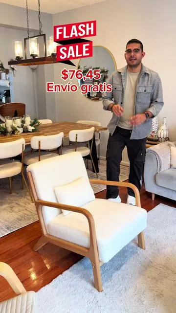Silla moderna, brazos y patas de madera, Tapizado tela, ideal para sala, habitación. #armchair #chair #silla #sillamoderna #sala #living #tiktokshopcybermonday #tiktokshopblackfriday  
