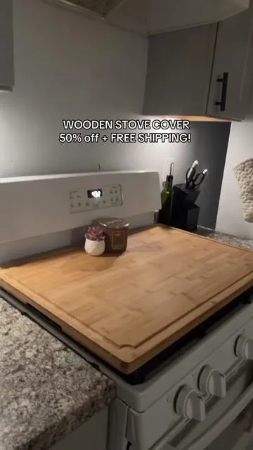This wooden stove cover is AMAZING! Dont know how i went so long without one 👩‍🍳 #woodenstovecover #stovetop #stovecover #sephoraalışverişim 