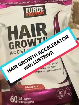 Hair growth, accelerator with Larive promotes thicker and fuller hair, supports new hair growth, and nourish is stronger and healthier hair. Results start in three weeks. It’s FANTASTIC  #hair #hairtok #hairgrowth #ttsdelightnow #lustriva #newyearnewaura #giftguide #ttshop #haircare #skincare #forcefactor #tiktokmademebuyit 