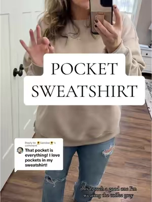 Replying to @🌻Sandee🌻 I love a good athleisure wear sweatshirt with pockets! Perfect for leggings. #sweatshirt #midsizefashion #outfitideas #athleisurewear #leggings 