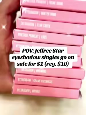 Run because this deal will not last long! If you have been wanting new eyeshadow, try out @Jeffree Star Cosmetics singles! My favs! @Jeffree Star #jeffreestar #jeffreestarcosmetics #jeffreestarmakeup #eyeshadow #singleeyeshadow #jeffreestareyeshadow #makeupdeals #afforablemakeup #tiktokshopcreatorpicks #gifts #artistrysingles 