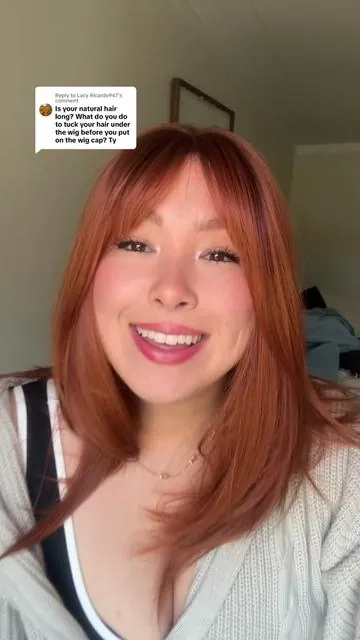 Replying to @Lucy Ricardo947 how I put a shorter wig on with long hair 🤗