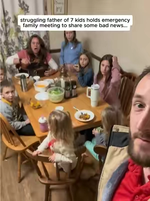 Struggling father of 7 kids holds emergency family meeting to share some bad news… 