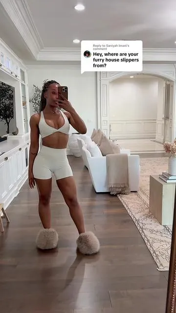 Replying to @Saniyah Imani they’re the aggressively fluffy TikTok shop slippers but of course 💅🏾 