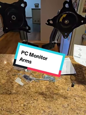 Dual Computer Monitor Arms easy to install to your to your desk and PC Monitors #pcaccessories #pcsetup #pc #pcgaming  #pcmonitor #computer #computeraccessories #tiktokmademebuyit 