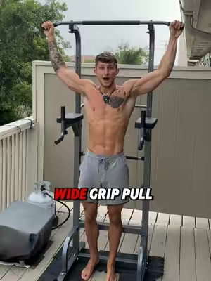You’re missing out on crazy back growth if you aren’t doing wide grip pull ups. Glad I can practice these at home with this power tower 💪🏼 #pullups #homegym #homeworkout 