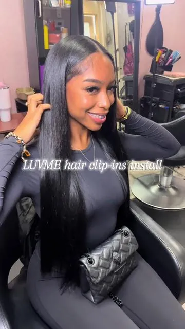 Luvme hair clip-ins install 🤩 24 inch clip-ins giving 30 inch bussdown. quick and easy hairstyle @LuvmeHair_Collab 