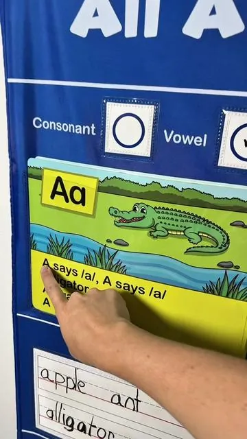 Alphabet learning pocket chart for homeschool or in a classroom to teach children letters.  #alphabet #pocketchart #alphabetchallenge  #earlychildhoodeducation  #earlychildhood #letters #letterpractice #preschool #stayathomemom #letterrecognition #toddleractivities #CapCut 