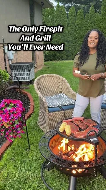 Whether you're roasting marshmallows or grilling barbecue, this 2-in-1 fire pit is a backyard must-have!#ViralFinds#OutdoorEssentials#FirePitGoals#GrillMaster#BackyardVibes#CozyNights#FirePit#BBQGrill