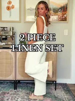 This set is short girl approved 👏🏼 and SOO comfy! @Anrabess Fashion #widelegpants #linenpants #2pieceset #anrabess #europesummeroutfits #TikTokShopFashion #toptierapril #springfashion #tiktokshoprestock 