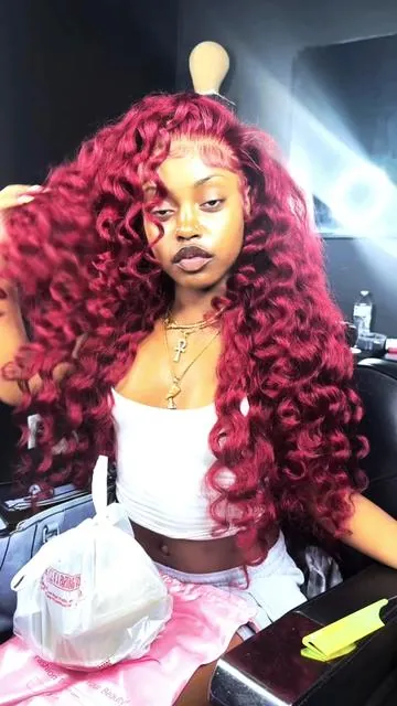 If You’ve Been Scared to Try Color… Start with THIS 99J Deep Wave Wig 😍🍷Trust me, this is your sign to switch it up 🔥hair from @sterlyhair_shop #fyp #99jdeepwave 