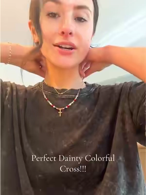 No makeup day over here, excuse the crazy here too 🙈😋 this necklace is perfect if you love dainty, simple jewelry!!!  #necklace #jewelry #dainty #jewelrytiktok #cross #necklace #crossnecklace #tiktokshopfinds 