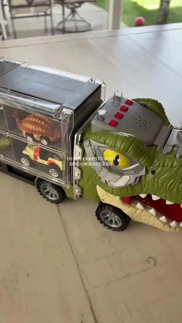 When I tell you my son is obsessed with this dinosaur truck I mean it 😂 #tiktokshopmemorialday #toddlertoys #dinosaurtoys #kidstoys #boytoys 