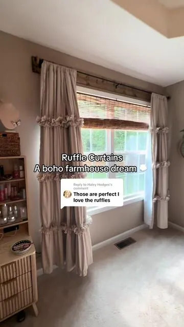 Replying to @Haley Hodges right the ruffles in these curtains are everything they look so good and match the vibe #curtains #ruffles #boho #farmhouse #homedecorideas #tiktokshopmemorialday #tiktokshopcreatorpicks 