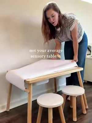 This multifunctional sensory table keeps little hands busy and minds growing! Perfect for water play, sand, crafts, and more #sensoryplayideas #sensorytable #sensorybin #toddlerfun #kidsactivity #kidstable #toddlertable 