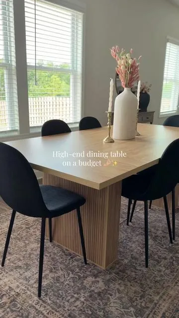 8 months in and this is still one of our fav purchases for our home 😍 #homedecor #moderndiningtable #diningroom #tiktokshopdecor #tiktokshopfinds #mcmdecor #organicmodern 