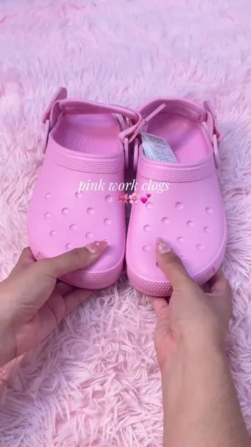 Pink & slip resistant 🎀✨ @Crocs #crocs #pinkcrocs #crocs4life #crocstok #workcrocs #slipresistantshoes #slipresistantcrocs #crocsclogs #crocsshoes #pinktok #workclogs #slipresistant #girlyaesthetic #summerturnup #dealsforyoudays #pinkclogs #summerturnupfashion #tiktokshopsummerturnup #tiktokshopcreatorpicks 