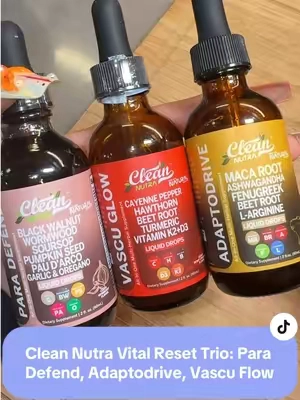 Replying to @Sudsandsqueeze 👸🧼🫧 This 3-in-1 everyday wellness trio is EVERYTHING! Energy! ⚡️ Circulation ❤️ Detox 🛡️ handled. And it’s 63% OFF right now 😮‍💨 Limited time, limited stock #CleanNutra #WellnessStack #VitalReset #TikTokFinds @Clean Nutraceuticals #HolisticHealth @Clean Nutra #FlashSaleAlert #cleannutraceuticals #paradefend #vascuglow #adaptodrive #wellness #liquidsupplement #tiktokshop #spotlightfinds #circulation #energy #cleannutranewarrivals #detox #mood #TikTokShopCreatorPicks #fypシ゚viral #tiktokshoprestock #trending #viral #dealsforyoudays #tiktokshopsummerturnup  #foryou #tiktokshopunboxing #ttslevelup Clean Nutra Vital Reset Trio - Adapto Drive + Vascu Flow + Para Defend Liquid Drops for Energy, Circulation & Detox Support #cleannutravascuflow #vascuflow #vascuflowdrops 