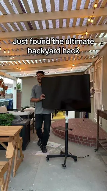 Backyard hangouts are gonna be awesome with movies or sports games. #mobiletvcart #tvcart #tvstand #mobiletvstand #tvmount #mobiletvmount #tiktokshopcreatorpicks 