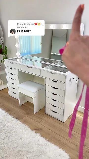 Replying to @alexsa❤️🥺 This vanity is a little over 56” tall! #vanity #makeupvanity #vanitymirror #beautyroom #makeuptable #dealsforyoudays #tiktokshopcreatorpicks