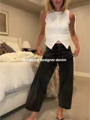 Jaw dropped. These barrel denim look designer. #denim #barreldenim #bougieonabudget #TikTokShopFashion #foryou #trendy #barrelpants 