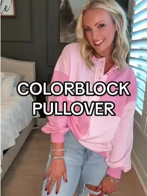 This COLORBLOCK Henley from @shewin_official_us is such an easy and comfy sweatshirt to throw on when you don’t want to think about what to wear! #TikTokshopbacktoschool #2025fallfashion #fallfashion #pullover #lightweightpullover #shewinfashion #shewin #sweatshirt #colorblocksweatshirt 