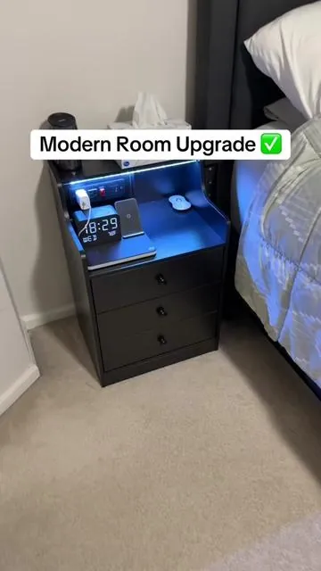 This Modern LED Nightstand is on SALE! #nightstand #roomdecor #endtable #roomessentials #roomupgrade #tiktokshopbacktoschool 