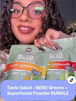 ❤️🙌 GRAB THE BUNDLE DEAL!  30 servings of greens 🥬 superfoods, fiber, and probiotics. No blender. No mess. 🍑🥭🍓🍋‍🟩 #tiktokshopcreatorpicks #greens #TikTokshopbacktoschool @Taste Salud #saludgreensandsuperfood #greenspowder