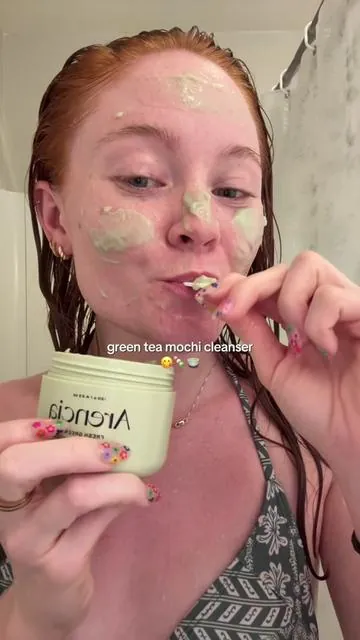 viral Korean green rice mochi cleanser from @Arencia 😍 #arencia #mochicleanser #kbeauty #glassskin #acneproneskin  