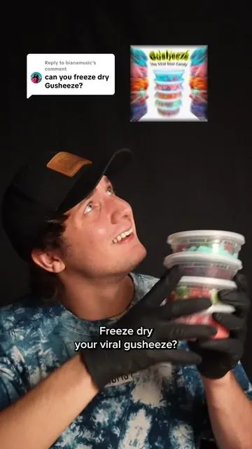 Replying to @bianamusic freeze drying the viral gusheeze… what should we try next? JOIN the LIVE if you wanna try some! #candeeze #gusheeze #gushers #tiktoklive 