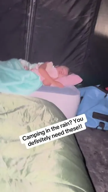 Buying a water proof tent, should be number one on your camping supplies list. Not a drop of rain got in our tent! #fyp #tiktokshop #camping #rain #family 