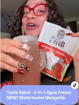 The only shot my body needed 🍹🍉💦 #saludwatermelonmargarita #aguafresca #mocktail @Taste Salud #tiktokshopcreatorpicks #tiktokshopnewarrivals  Salud 2-in-1 Hydration and Immunity Electrolytes Powder, Watermelon Margarita - 15 Servings, Agua Fresca Drink Mix, Elderberry, Dairy & Soy Free, Non-GMO, Gluten Free, Vegan, Low Calorie, 1G Sugar