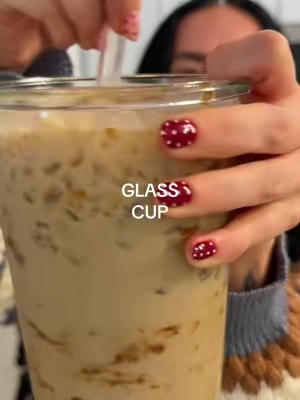 clunky glasses are my fave 😍 #ballerinafarm #coffeeglass #glasscupwithlid #coffeetok #glasscup 