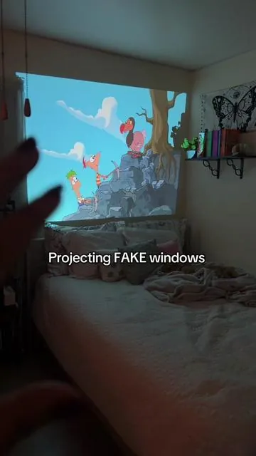 LOVE casting windows on my wall 🙌🏾🙌🏾 #trending #roomfinds #projectorforbedroom #windowprojector #movienight 
