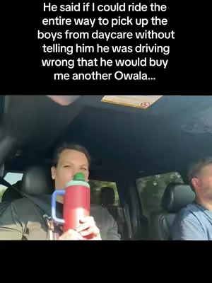 Man it was a hard and a quiet ride, but when the goal is another Owala, you do what you gotta do! #owala #tumbler #husbandwife #daycarepickup #owalafreesip 